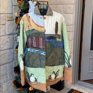 Quilted, completely reversible jacket, golf theme